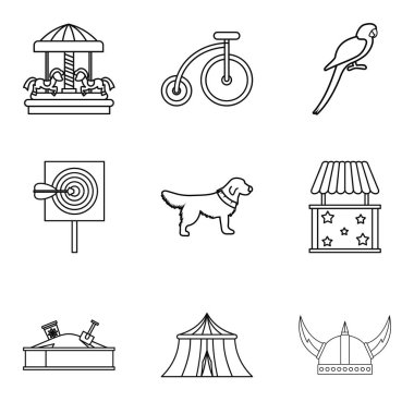 Çocuk sorumluluk Icons set, anahat stili