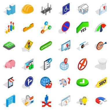 Düğme Evet simgeler kümesi, izometrik stili