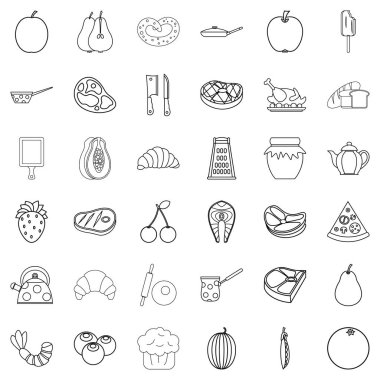 Çilek Icons set, anahat stili