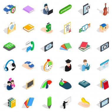 Konuşma Icons set, izometrik stili