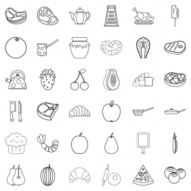 Kesme tahtası Icons set, anahat stili