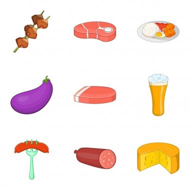 Sopa Icons set, karikatür tarzı üzerinde et