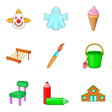 Çocukların yaratıcılık Icons set, karikatür tarzı gelişimi