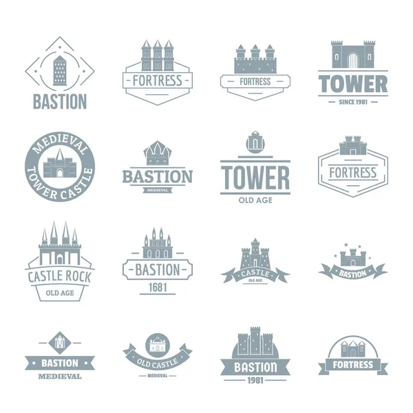 Towers castles logo icons set, simple style — Stock Vector