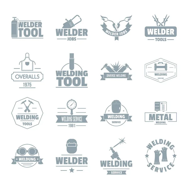 Welding logo icons set, simple style — Stock Vector