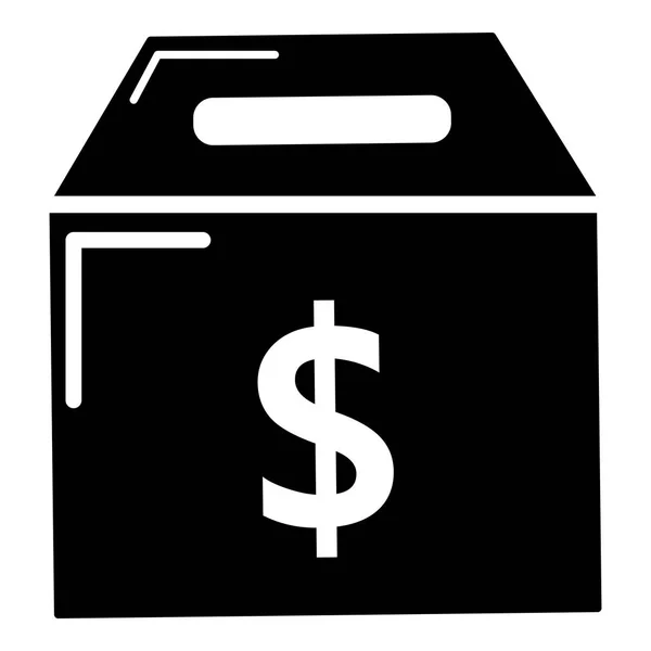 Box money icon, simple black style — Stock Vector