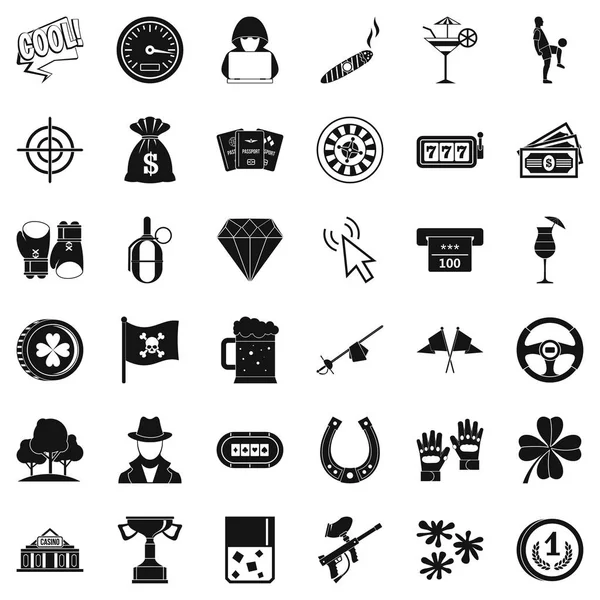 Blackjack Icons set, basit tarzı