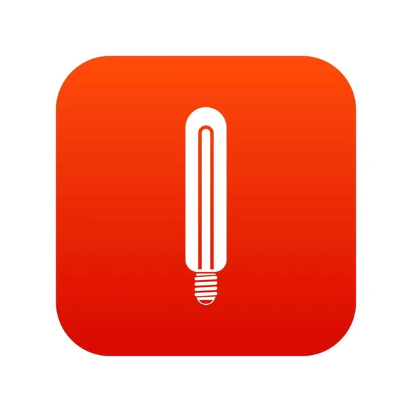Ícone de lâmpada tubular vermelho digital — Vetor de Stock