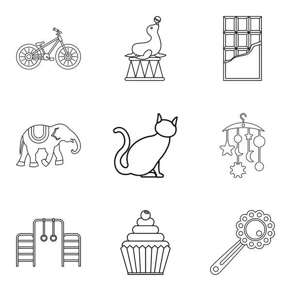 Ausführung von Animal Icons Set, Outline Style — Stockvektor