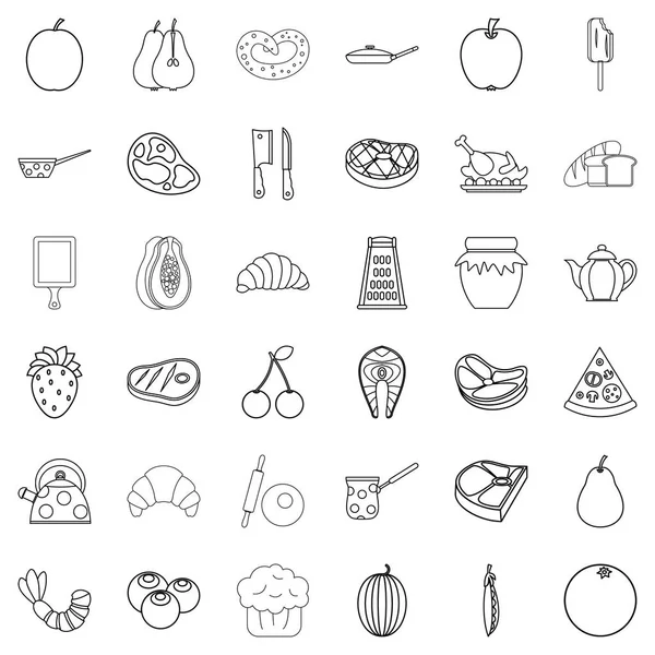 Strawberry icons set, outline style — Stock Vector