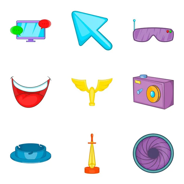 Video blog icons set, cartoon style