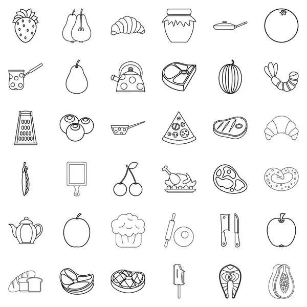 Croissant Icons Set, Outline-Stil — Stockvektor