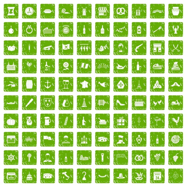 100 alkol simgeler grunge yeşil ayarla