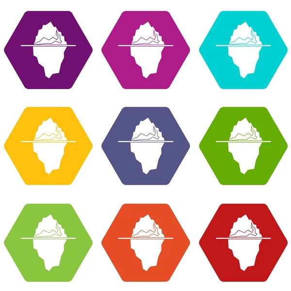 stock vector Iceberg icon set color hexahedron