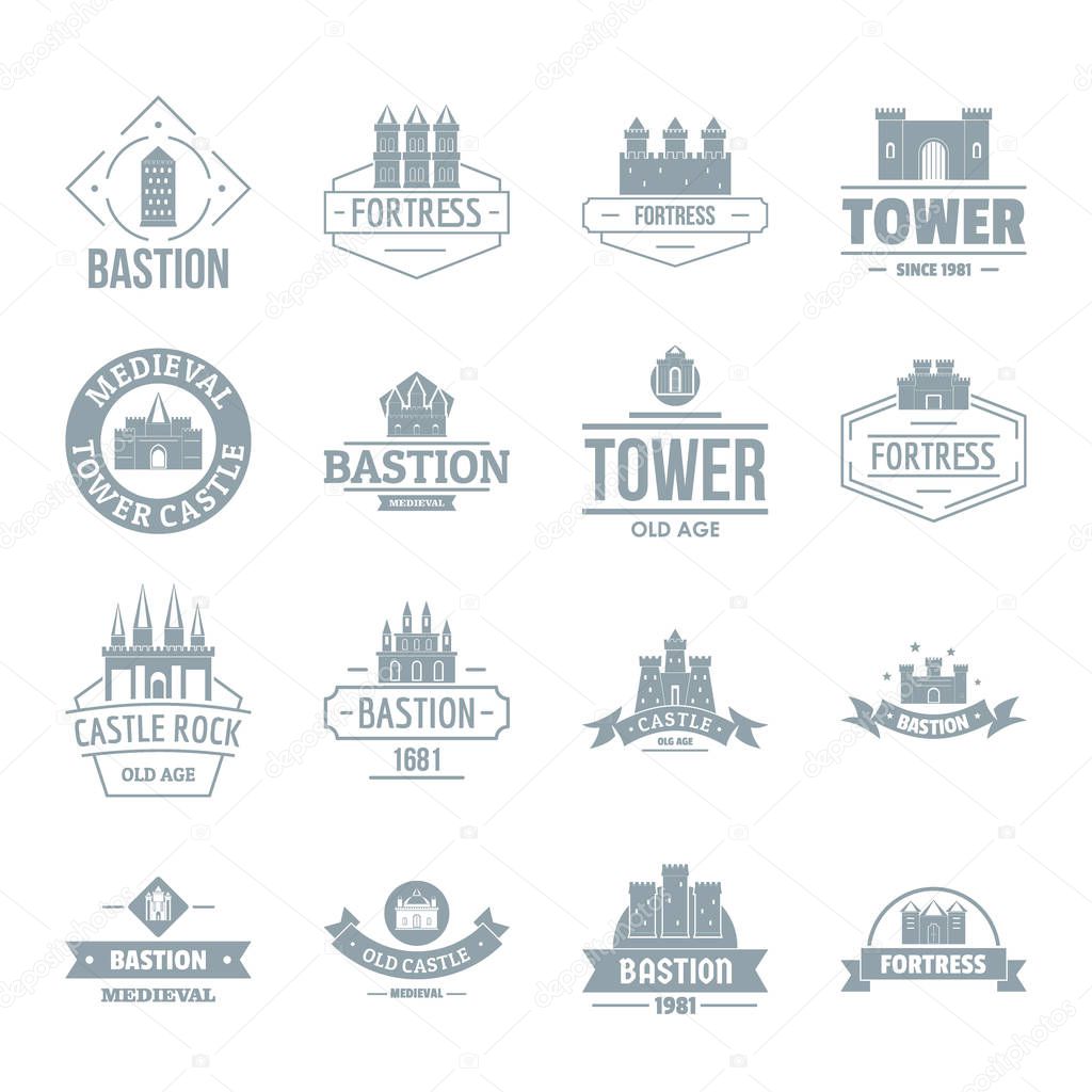 Towers castles logo icons set. Simple illustration of 16 towers castles logo vector icons for web