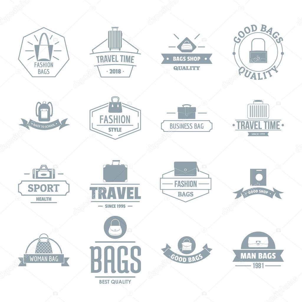 Travel baggage logo icons set, simple style