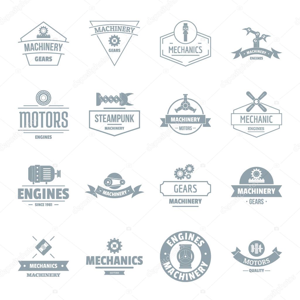 Mechanics logo icons set. Simple illustration of 16 mechanics logo vector icons for web