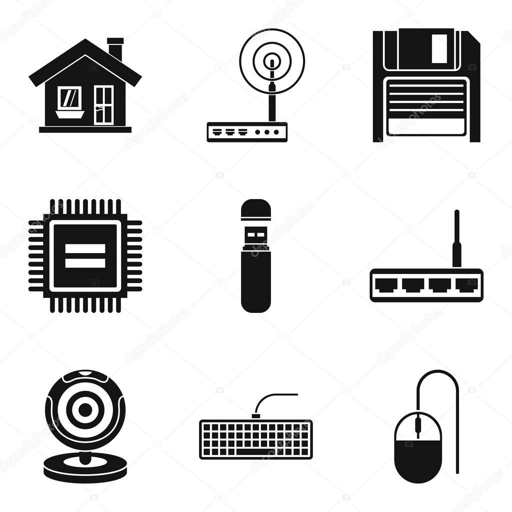 House surveillance icons set, simple style