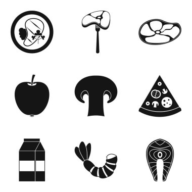Restoran gıda Icons set, basit tarzı
