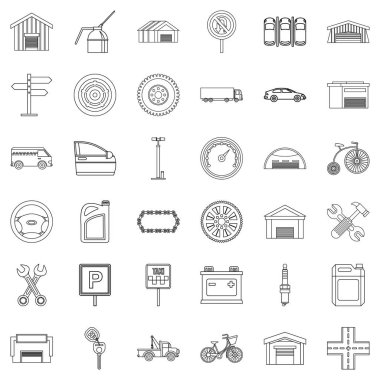 Onarım Icons set, anahat stili