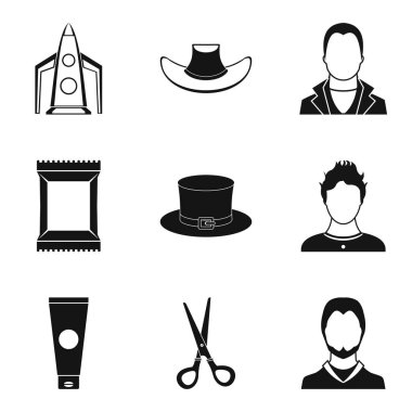 Şapkalar Icons set, basit tarzı