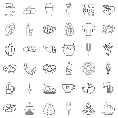 Şişe Icons set, anahat stili