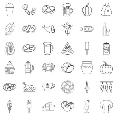 Tuzlu kraker Icons set, anahat stili