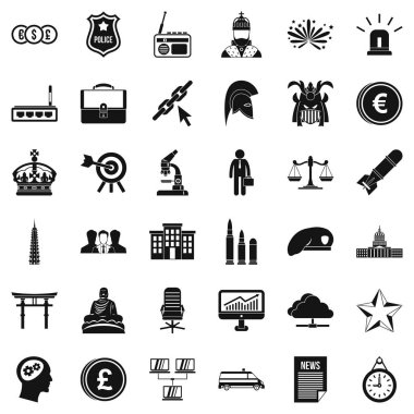 Resmi kurum Icons set, basit tarzı