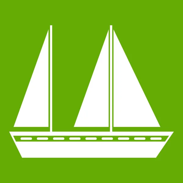 Ícone de barco à vela verde — Vetor de Stock