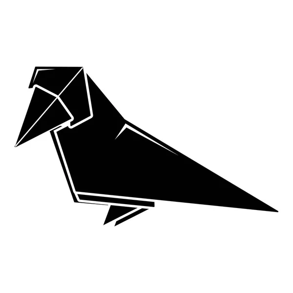 Origami-Vogel-Symbol, einfacher schwarzer Stil — Stockvektor