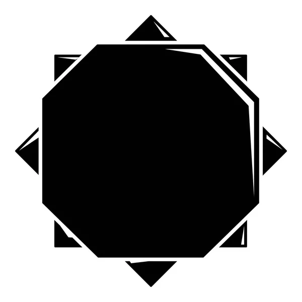 Икона солнца Оригами, простой черный стиль — стоковый вектор