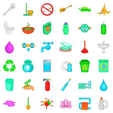 Icons set, karikatür tarzı geri dönüşüm