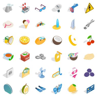 Batarya simgeleri ayarlandı, izometrik biçim