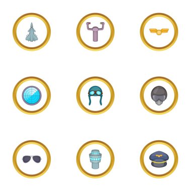 Havaalanı iade Icons set, karikatür tarzı