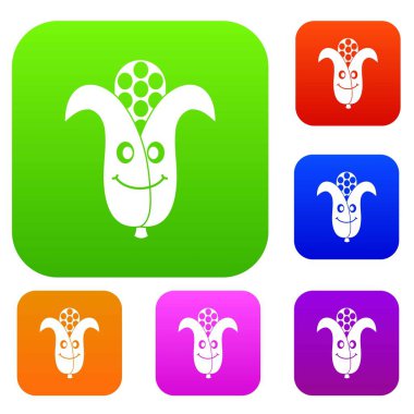 Taze gülümseyen mısır koçanı renk koleksiyonu ayarla