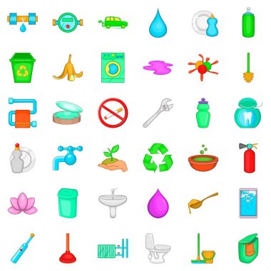Ekoloji Icons set, karikatür tarzı