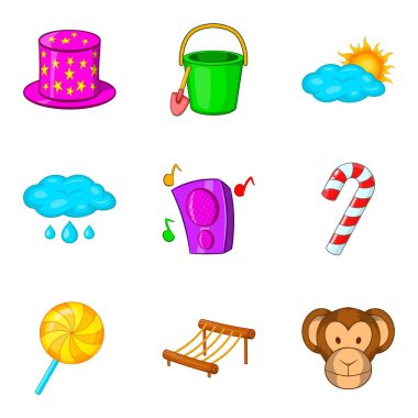Açık oyun Icons set, karikatür tarzı