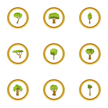 Orman Icons set, karikatür tarzı