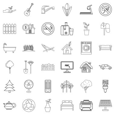 Termometre Icons set, anahat stili