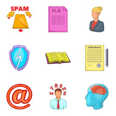 Zor iş Icons set, karikatür tarzı