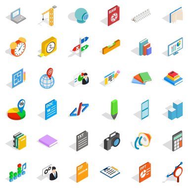 Yazdırma Icons set, izometrik stili