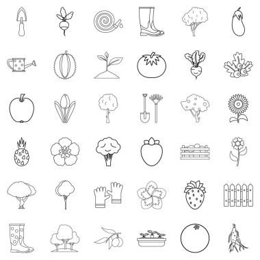 Bahçe Icons set, anahat stili