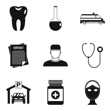 Tıbbi iş Icons set, basit tarzı