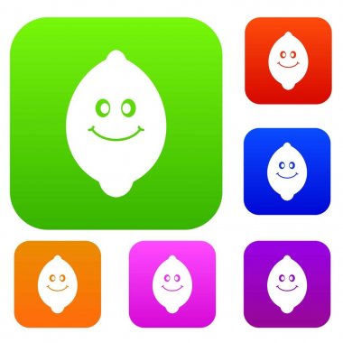 Limon meyve gülümseyen renk koleksiyonu ayarla