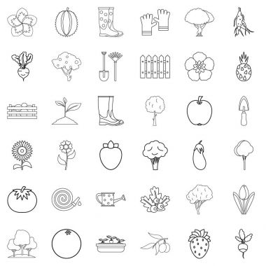 Büyüme Icons set, anahat stili