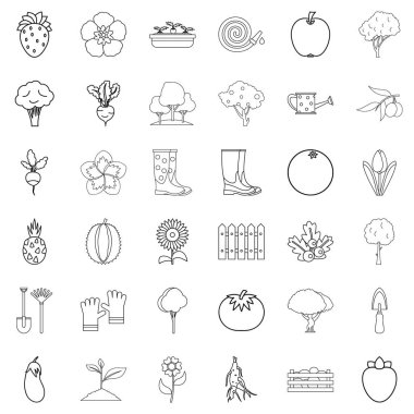 El arabası Icons set, anahat stili