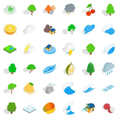 Termometre Icons set, izometrik stili