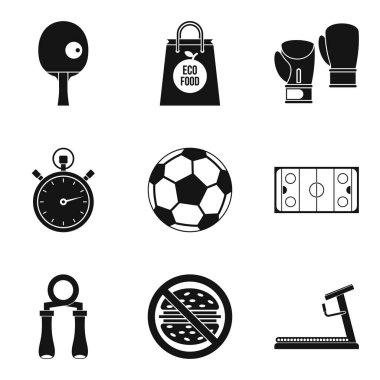 Farklı spor Icons set, basit tarzı