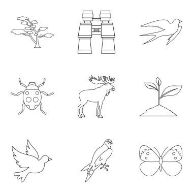 Orman canavarı Icons set, anahat stili