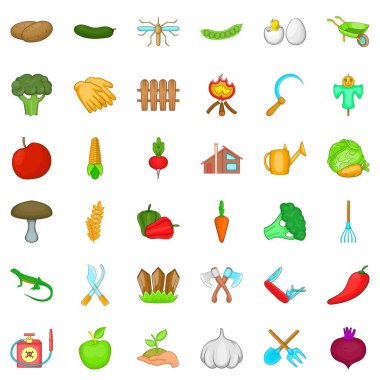 Doğa Icons set, karikatür tarzı